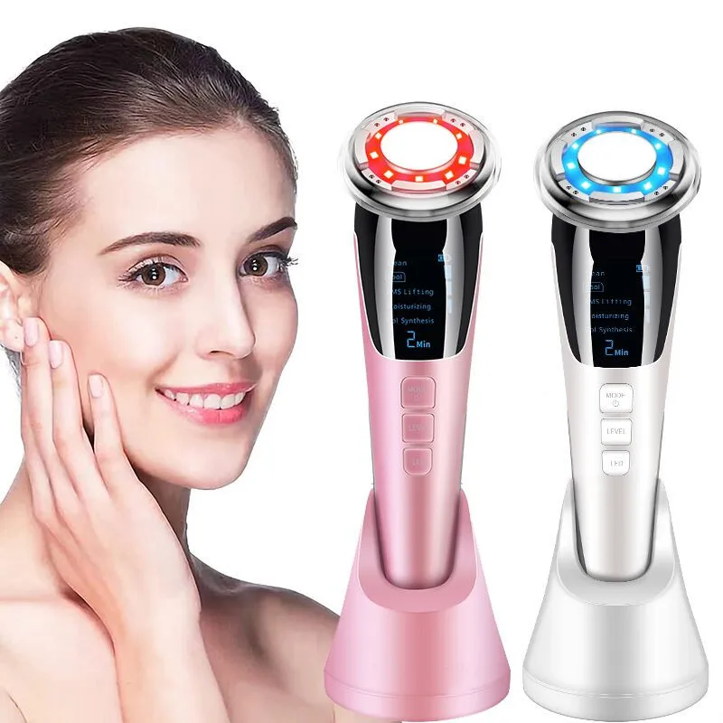 

5 In 1 EMS Hot Cool Facial Massager LED Light Therapy Sonic Vibration Wrinkle Removal Skin Tightening Face Care Beauty Device