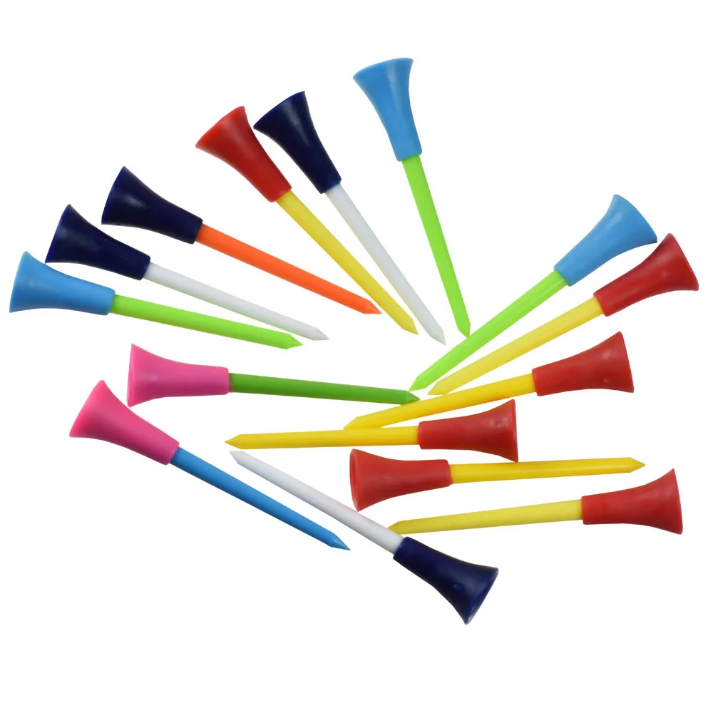 

50pcs&100pcs Multi Color Plastic Golf Tees 83mm Durable Rubber Cushion Top Golf Tee Golf ball holder Golf Tees Accessories