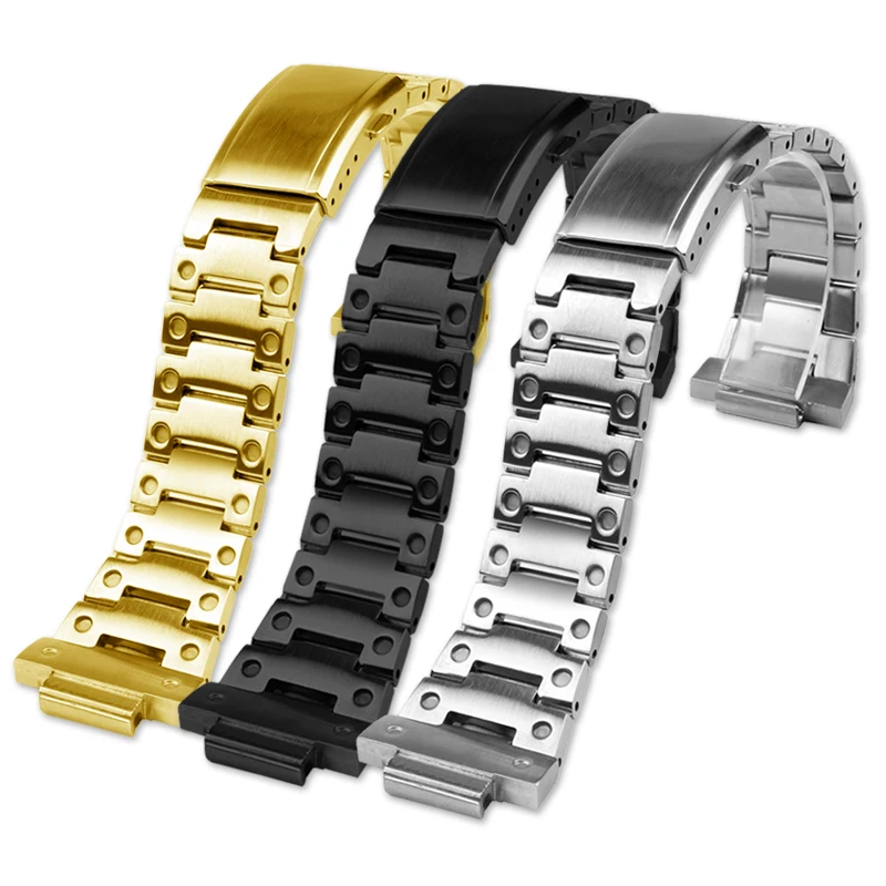 16mm Stainless Steel Watchband Wrist Belt Bracelet Silver For G-Shock GM110 GM-110B GM-110G Watch Accessories