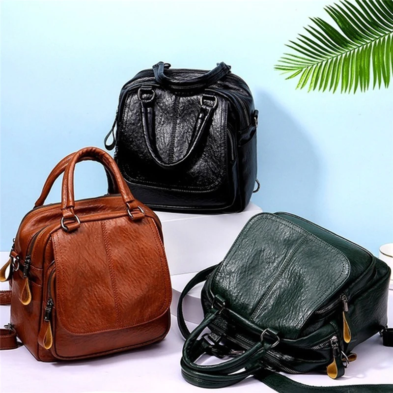 

Multifunctional Women Backpack Female Leather Backpack Small Mochila Feminina School Backpacks For Teenage Girls Bag Sac A Dos