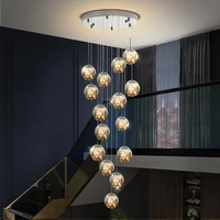 led modern spiral living room pendant light villa loft dining room kitchen pendant light crystal ball stair long pendant light
