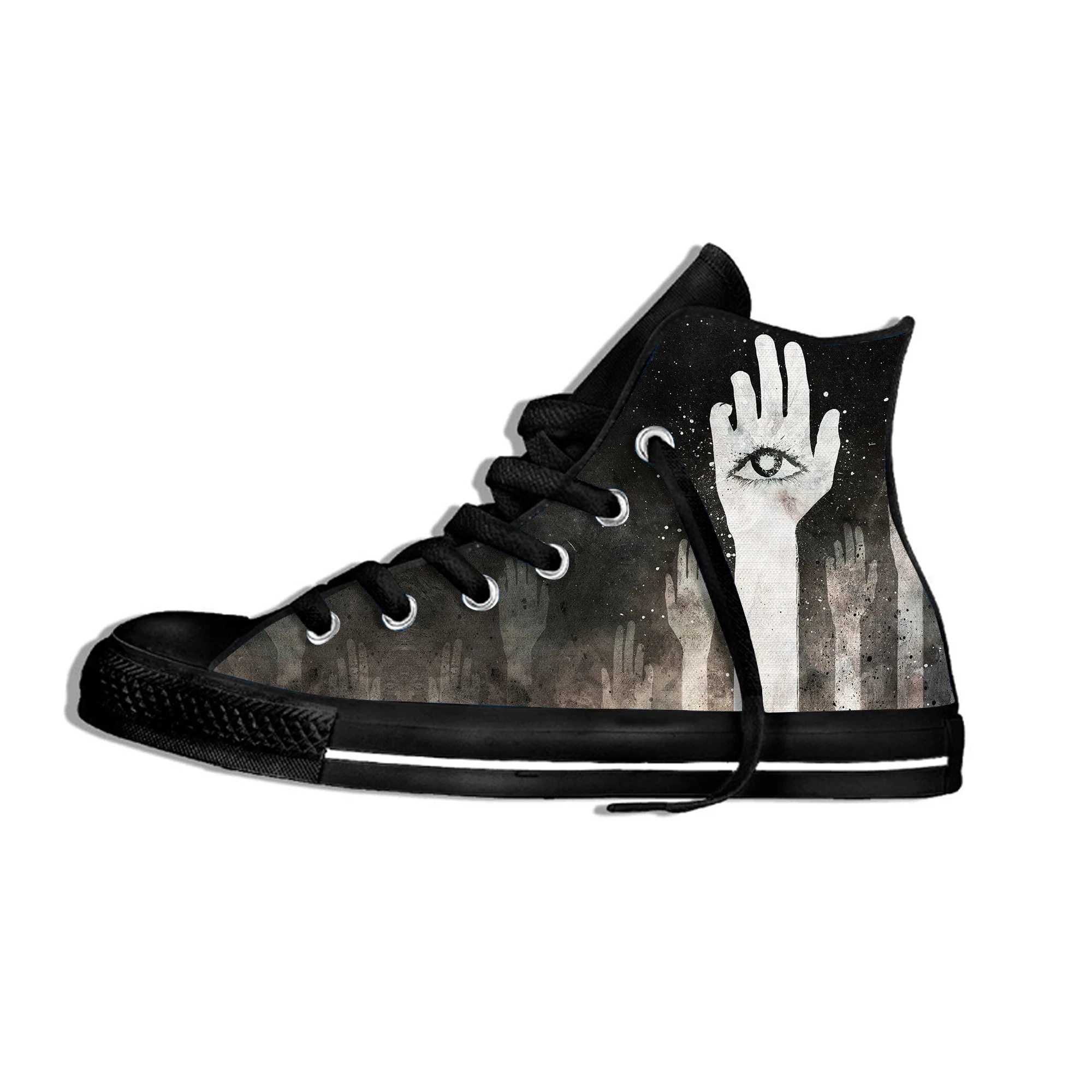 

Summer eyes red palm hands arms Novelty Design Fashion Lightweight High Top Canvas Shoes Men Women Casual Sneakers Board Shoes
