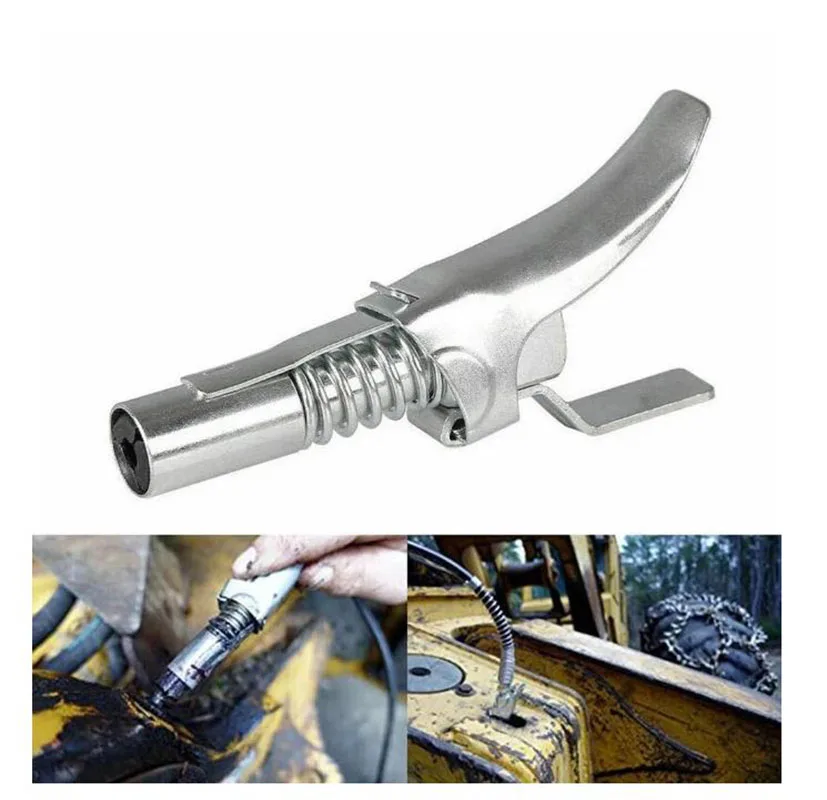 Locking Clamp Type High Pressure Grease Nozzle Double Handle Grease Gun Flat Self-locking Non-leakage Grease Nipple 1PC