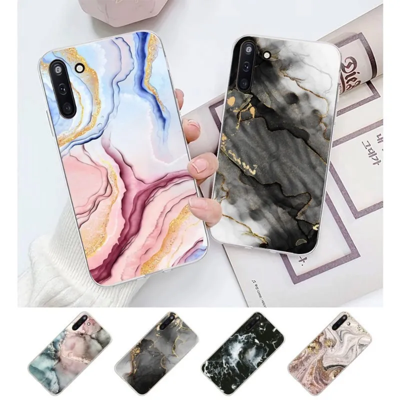 Gold Foil Marble Phone Case For Samsung Galaxy S10 S21 S22 Plus Ultra A91 A51 A21S A12 Transparent Phone Cover