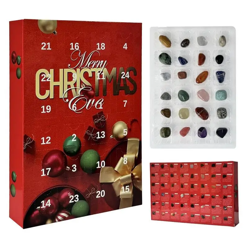 

24 Days Natural Crystals Collectible Gemstones Countdown Christmas Calendar Home Decor Products For Classroom Teaching Aids