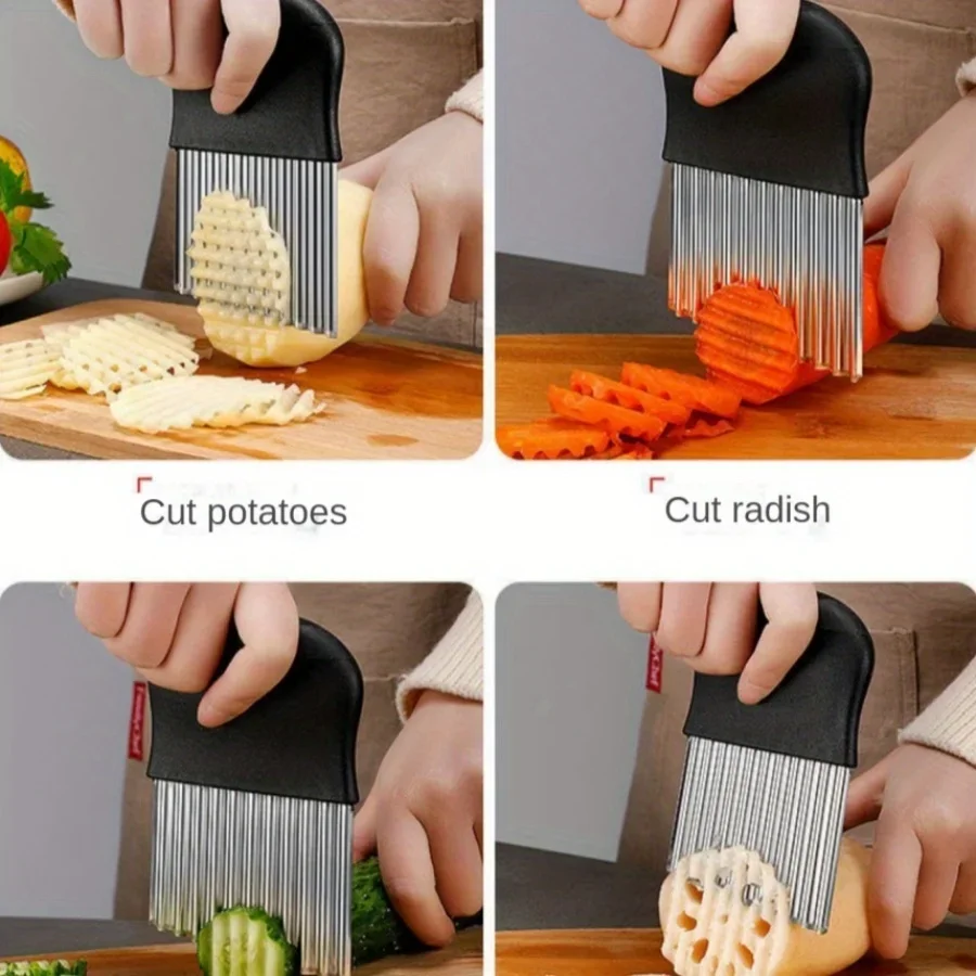 Нож Из Нержавеющей Стали С Волнистыми Краями - Скребок Для Картофеля И Овощей