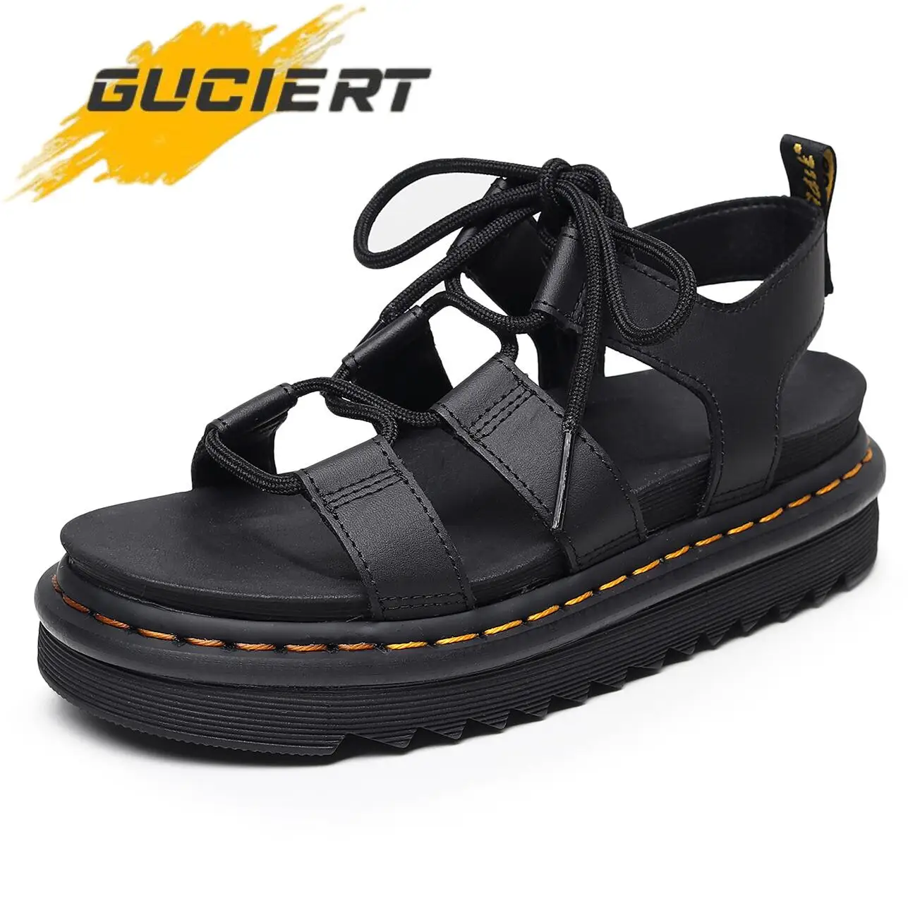 

Lady Martin Sandals Outdoor Sandals Large Size Thick Sole Casual Sandals Strap Leather Platform Shoes 2022 New Women Roman Shoes
