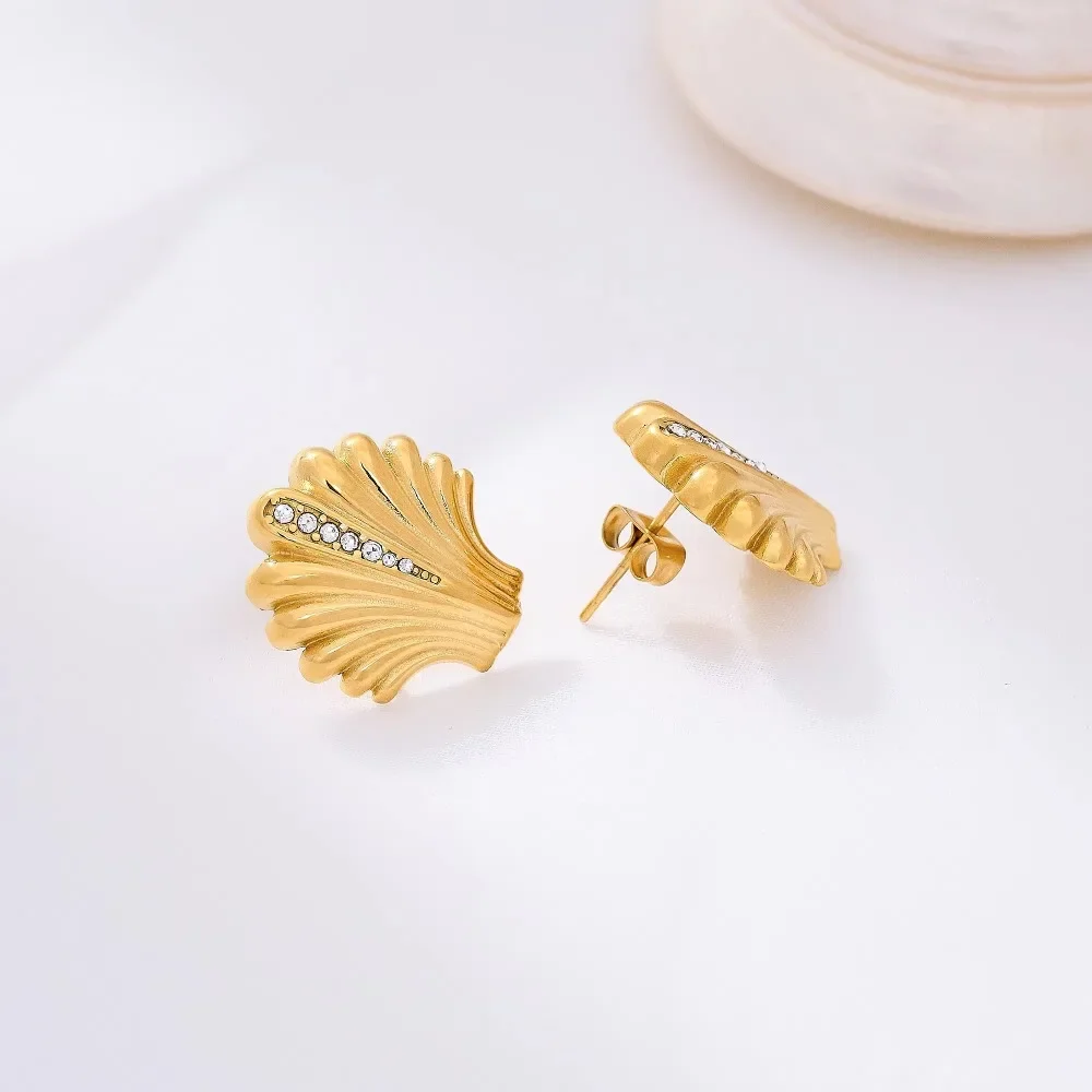 Женские позолоченные серьги-гвоздики из нержавеющей стали 18 К