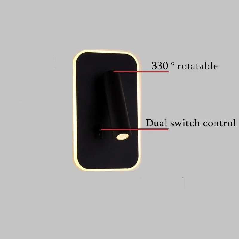 

Прикроватные светильники для спальни, 220 В светодиодный ная настенная лампа с переключателем и подсветкой, комнатное регулируемое настенное освещение для чтения с вращением на 330 градусов