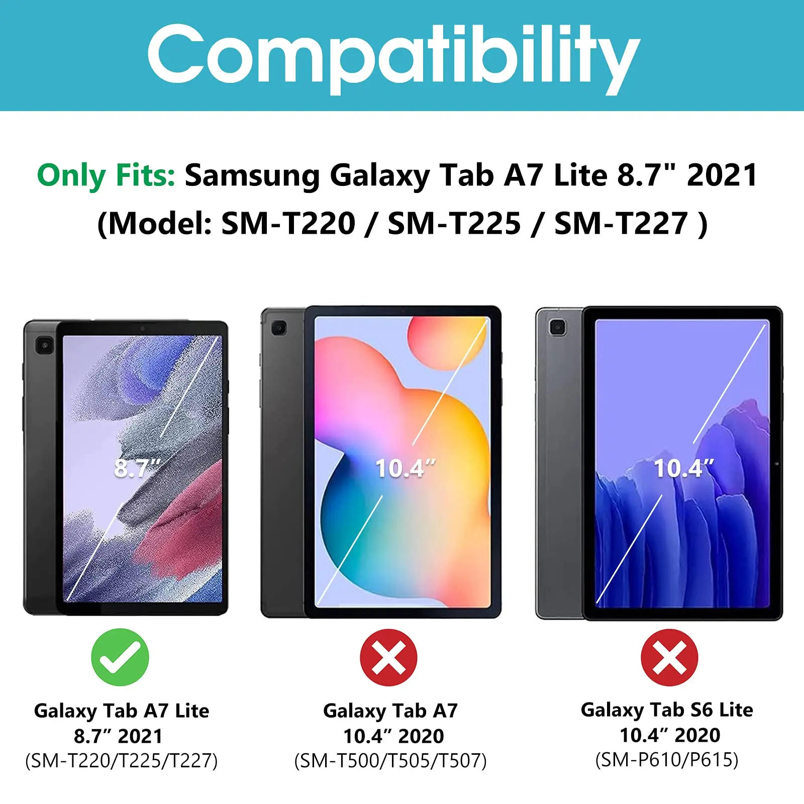 Фото Чехол для Samsung Galaxy Tab A7 Lite 8,7 дюйма, 2021 SM-T220/T225, чехол-книжка из искусственной кожи с функцией подставки, вращающийся чехол с функцией автоматического сна/пробуждения №2