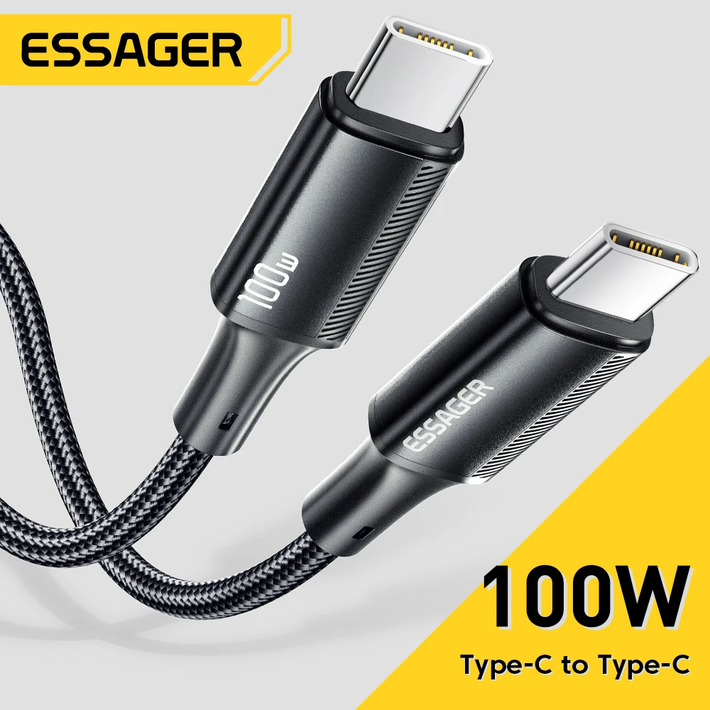 

Кабель зарядный Essager USB Type-C на USB C, 100 Вт/5 А