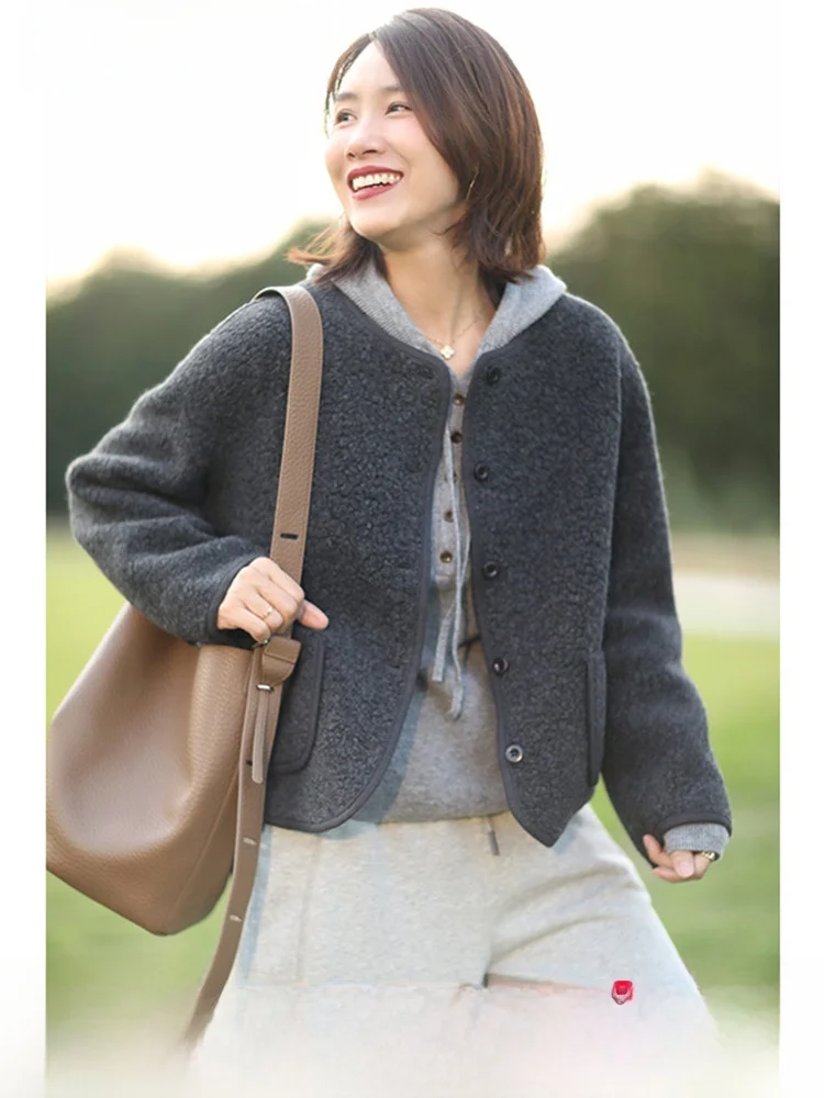 Macorsofia Versitile модное короткое пальто для женщин 2024 новое осенне-зимнее свободное