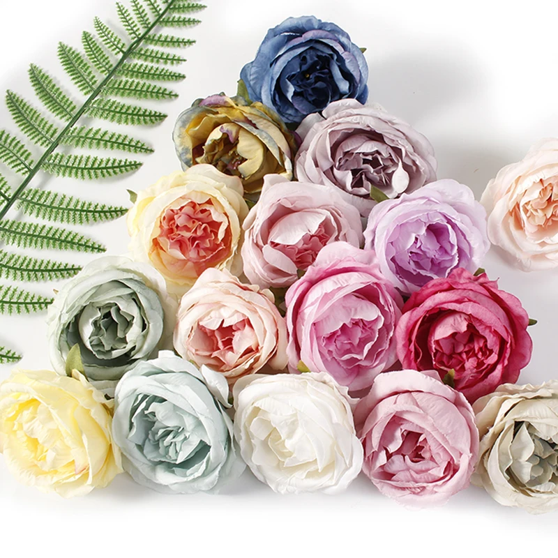 

2PCs Rose Peony Artificial Flowers 8cm Silk Fake Flowers Head Party For Home Room Table Garden Wedding Decorations DIY Crafts