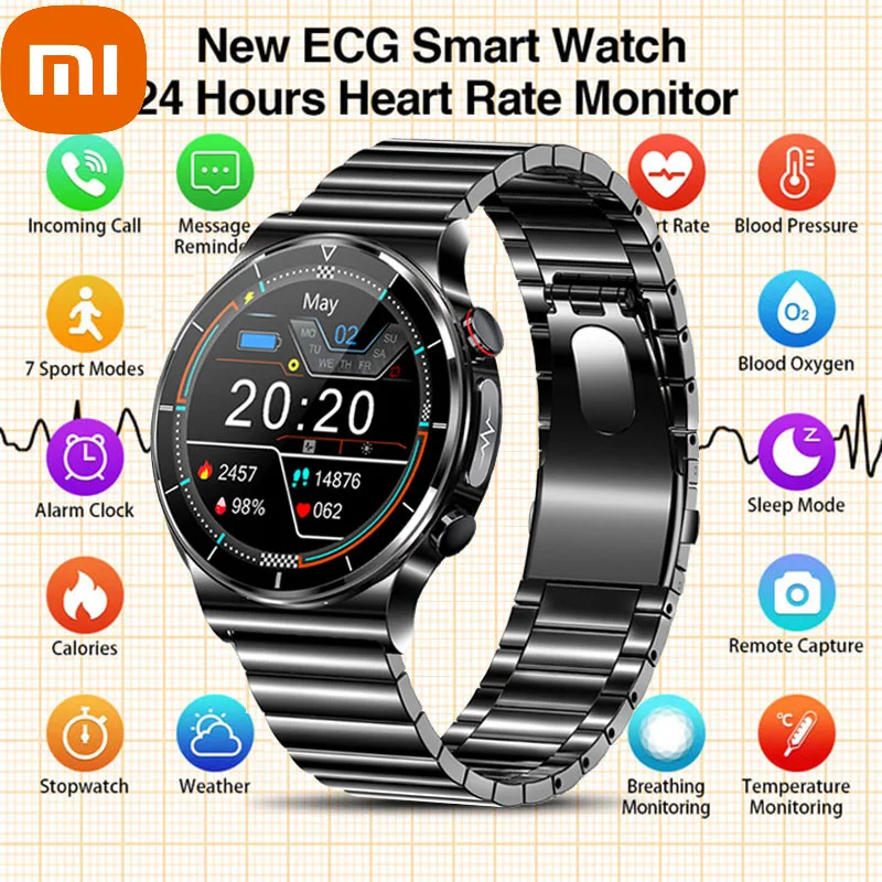 

Смарт-часы XIAOMI ECG мужские с функцией беспроводной зарядки и фитнес-трекером