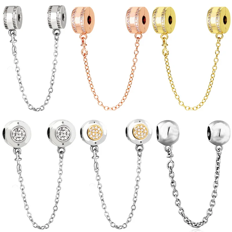 

Оригинальный двухцветный фирменный шар, значок, зажим, безопасная цепочка из бусин, Шарм из стерлингового серебра 925 пробы, подходит для мод...