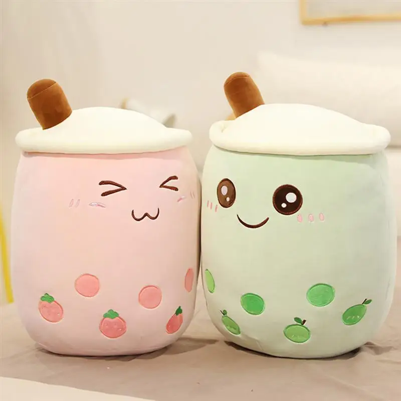 

Cute Boba Milk Tea Plushie Toy Soft Stuffed Apple Pink Strawberry Taste Milk Tea Hug Pillow Balls Bubo Tea Cup Cushion