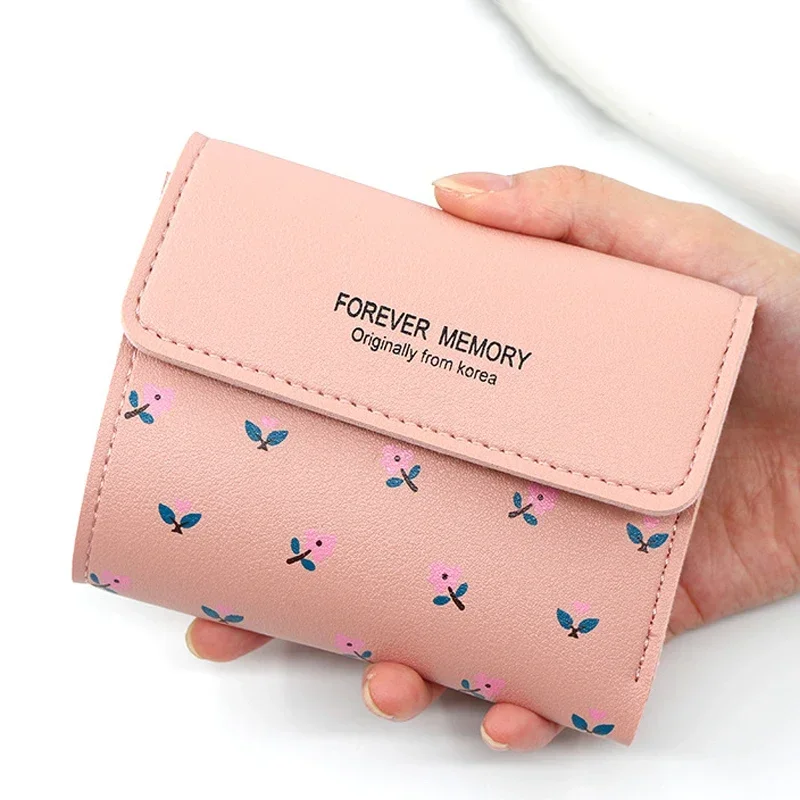 

Flower Women Purse PU Leather Pocket Ladies Clutch Wallet Women Short Card Holder Cute Girls Wallet Cartera Mujer Coin Bag