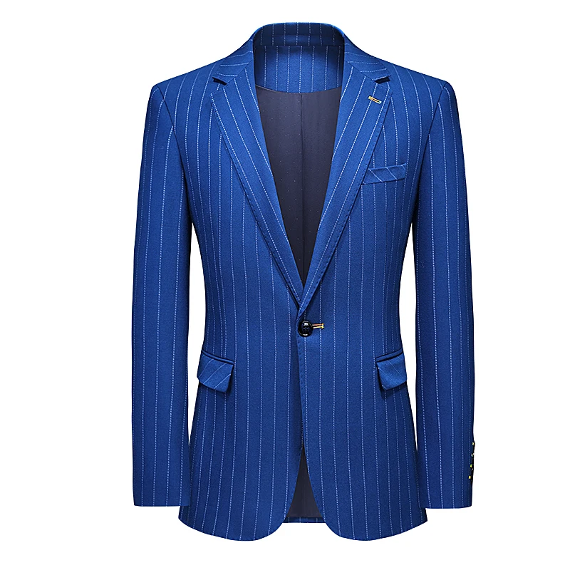 

2022 S-5XL New 3D Fashion High Quality Men's Striped Casual Blazer Slim Single West