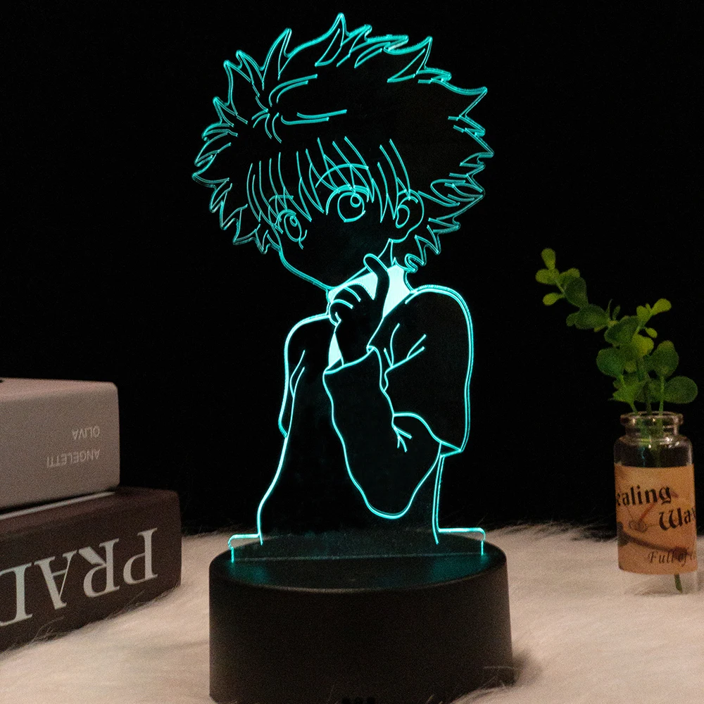 

Hunter X Hunter Killua 3d Led Lamp for Bedroom Night Lights Anime Figure Avatar Room Decor Decoration Mange Cute Children's Gift