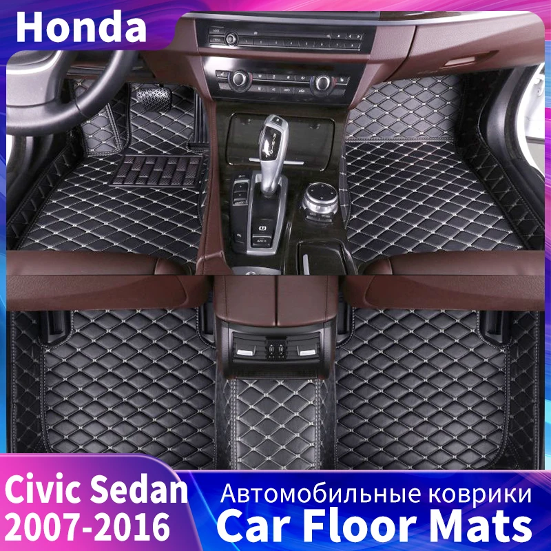 

PU Car Floor Mats For Honda Civic Sedan Hatchback 2016 To 2021 Автомобильные ковры Automotive Styling Full Coverage Waterproof