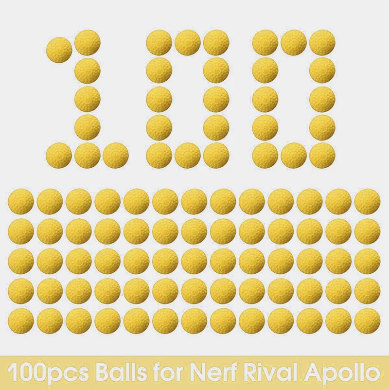 

100/200 Yellow Bulk Foam Bullet Ball Replacement Refill Pack Compatible with Nerf Rival Blasters Prometheus Apollo Zeus