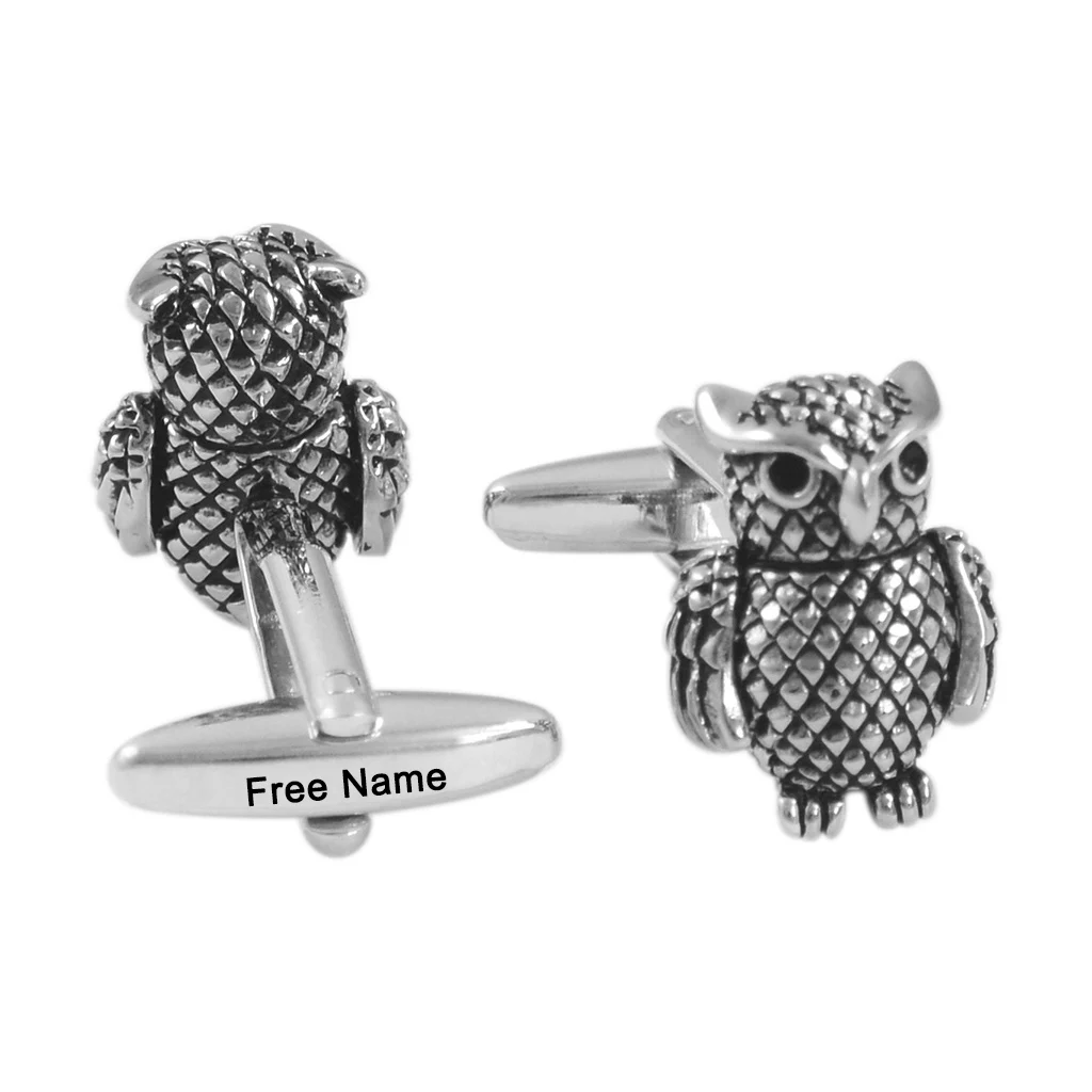 Забавные мужские запонки в виде совы NVT французская рубашка серебристого цвета с