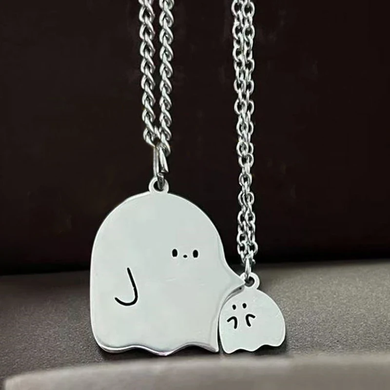 

Cute Ghost Little Monster Necklace Lover Couple Necklaces Pendant Charm Sweater Clavicle Chain Hiphop Cool Men Women Valentine