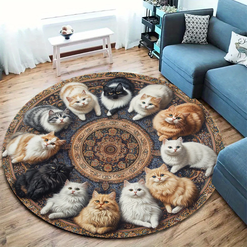 

Круглый ковер с котенком 100% полиэстер