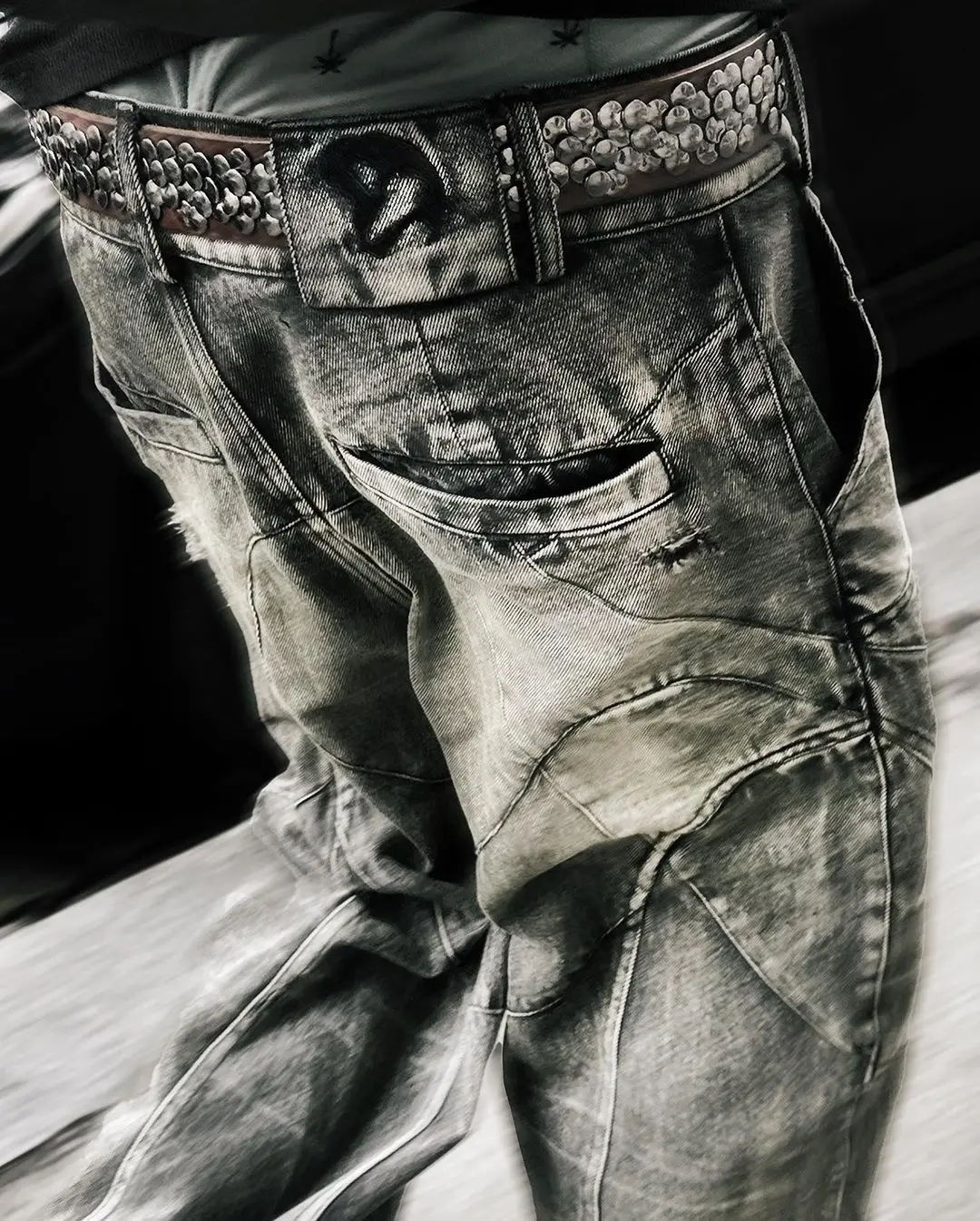 Y2K Harajuku Серые потертые джинсы Мужская одежда в готическом стиле Уличная