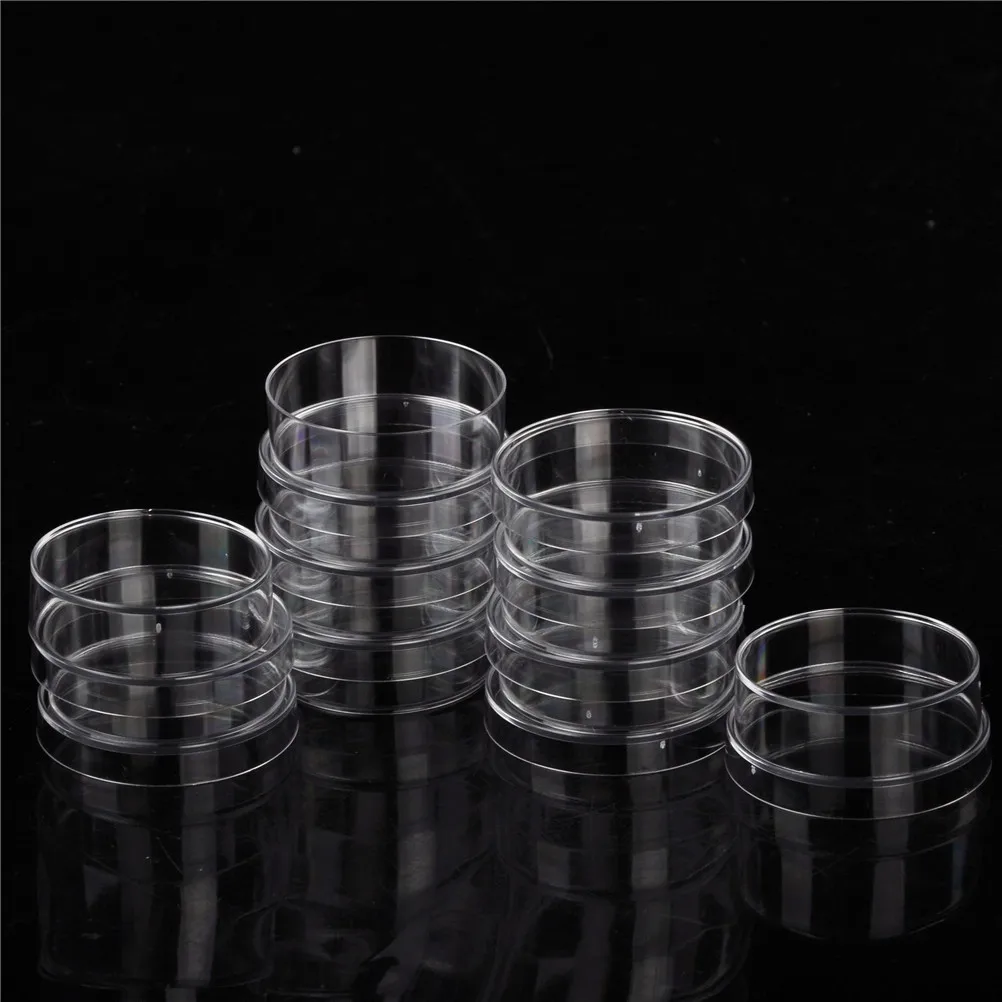 

Практичные стерильные чашки Петри 10 шт./лот с крышками для лабораторных тарелок бактериальные дрожжи химический инструмент лабораторные п...