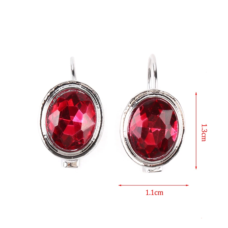 Fashion Silver Ruby Ear Hook Drop Dangle Earrings Cubic Zirconia Anniversary Jewelry For Women Girls |