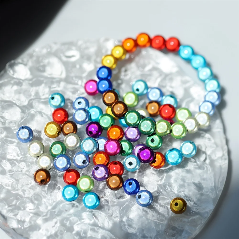 

10-50Pcs 4/6/8/10/12/14mm Imitation Pearl Bead Laser Loose Beads Handmade For DIY Bracelet Necklace Jewelry Making Supplies