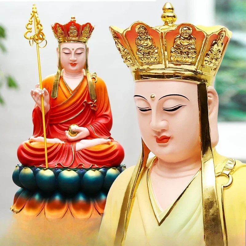 Статуя Будды из смолы FRP Ksitigarbha King Tang Sanzang красная ткань статуя