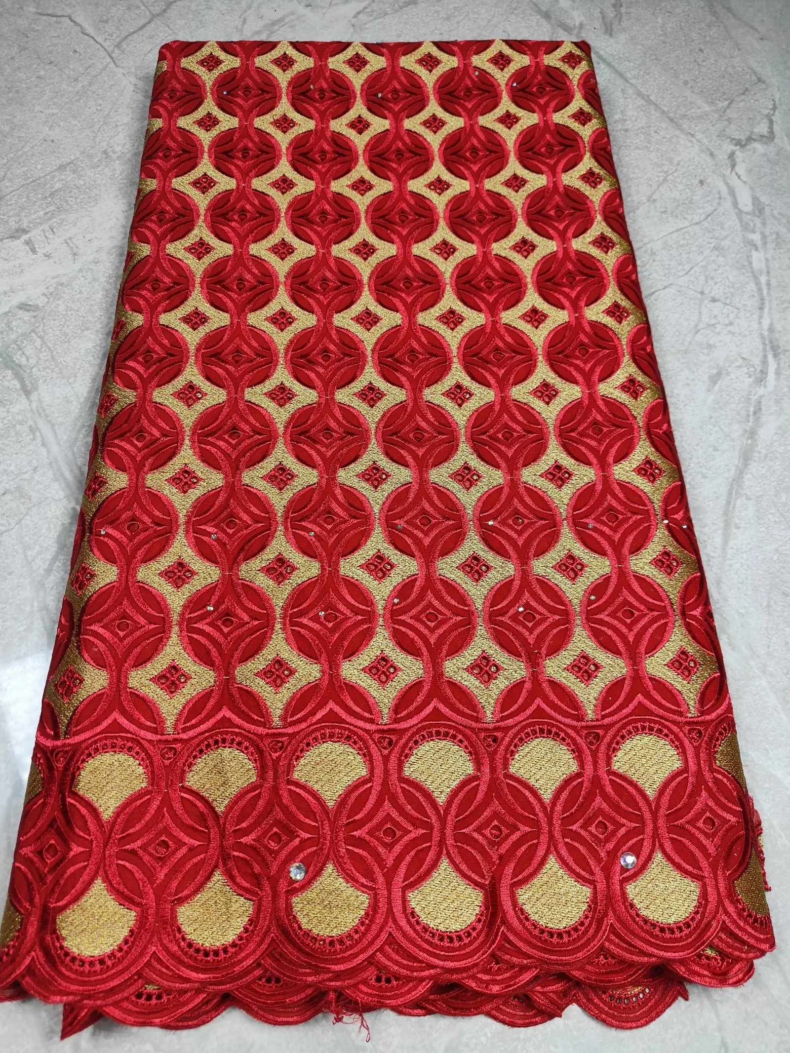 

Red African Cotton Lace Fabric 2022 High Quality Swiss Voile Lace In Switzerland Nigerian Dry Lace Fabrics For Wedding