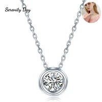 serenity day d color 1ct moissanite necklace s925 sterling silver plate platinum jewelry inlaid pendant necklace clavicle chain