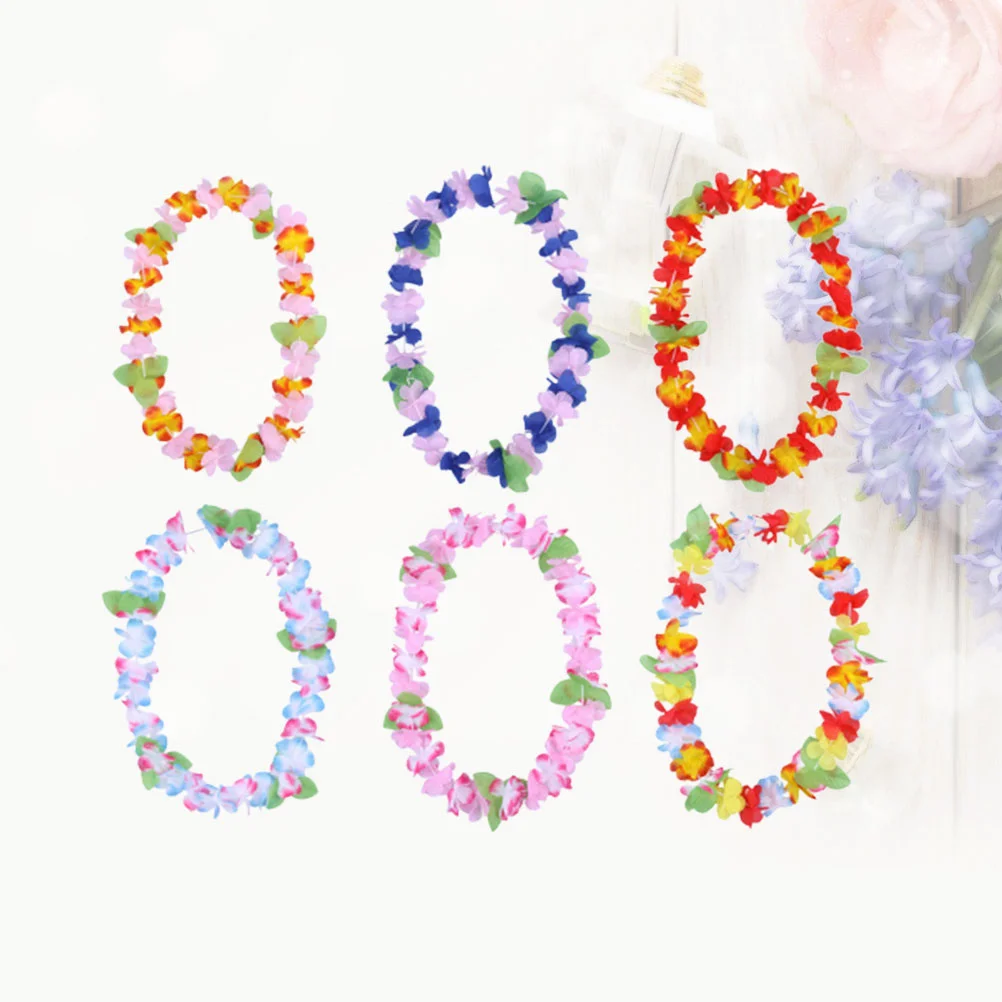 

6 Pcs Costume Necklace Luau Garland Hawaiian Leis Bracelet Flower Flowers Banquet