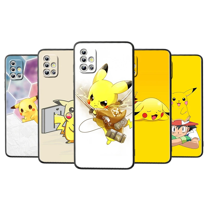 

Pokemon Pikachu Anime For Samsung Galaxy A72 A71 A52 A51 A73 A53 A32 A12 A21S Silicone Soft TPU Black Phone Case Cover Coque