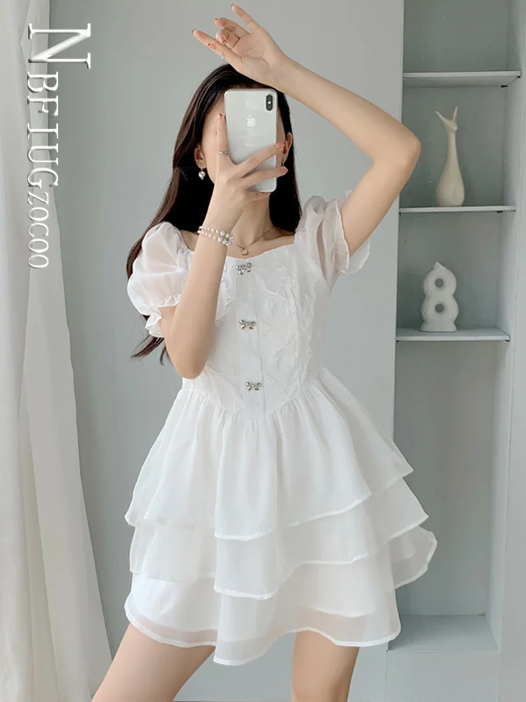 

Fake Two Piece Bowknot Women Dress Summer Sweet Slim Princess Female Dresses