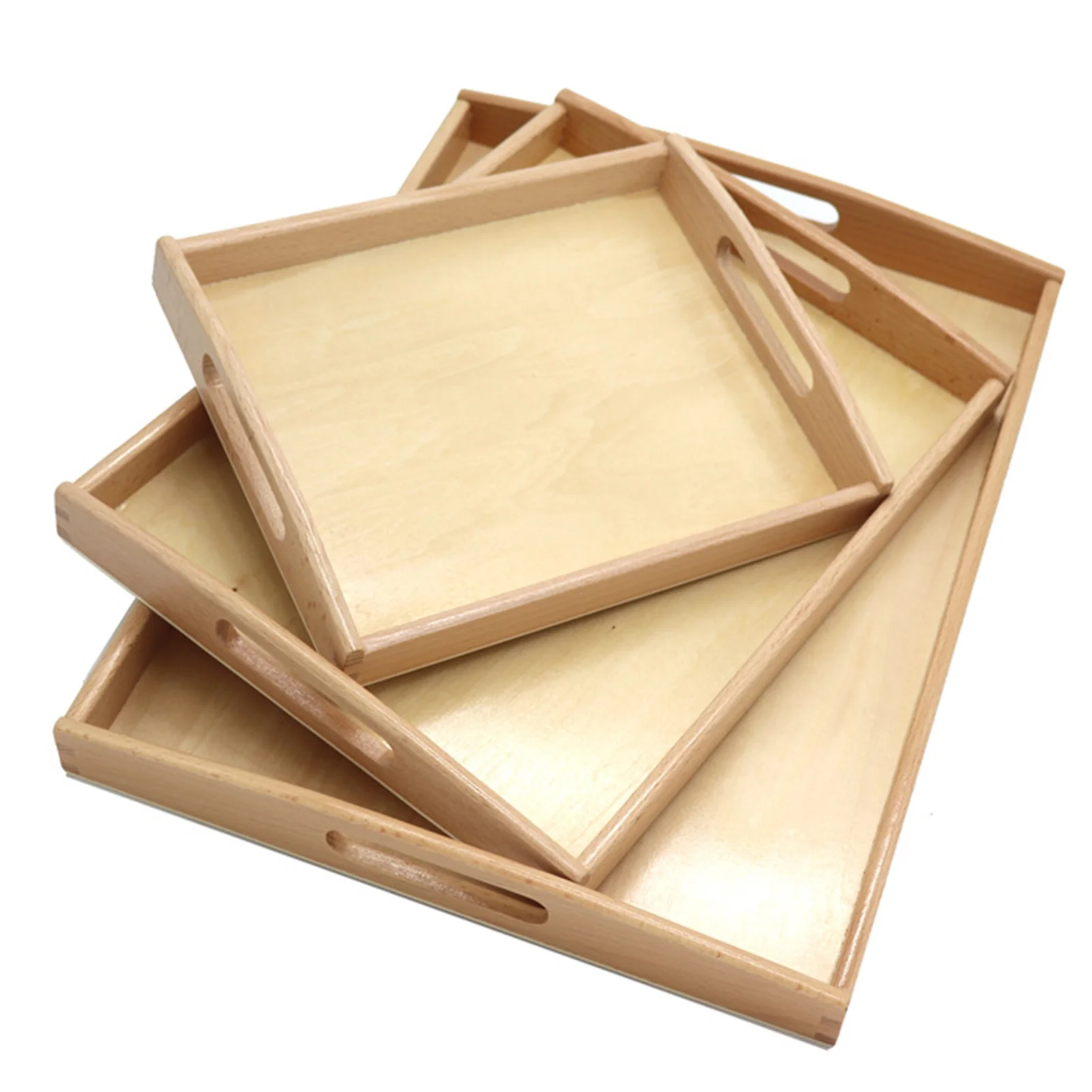 

Montessori Trays Wood Set Educational Preschool Learning Toys For Children Wooden Tray With Handles Teaching Aids For Children