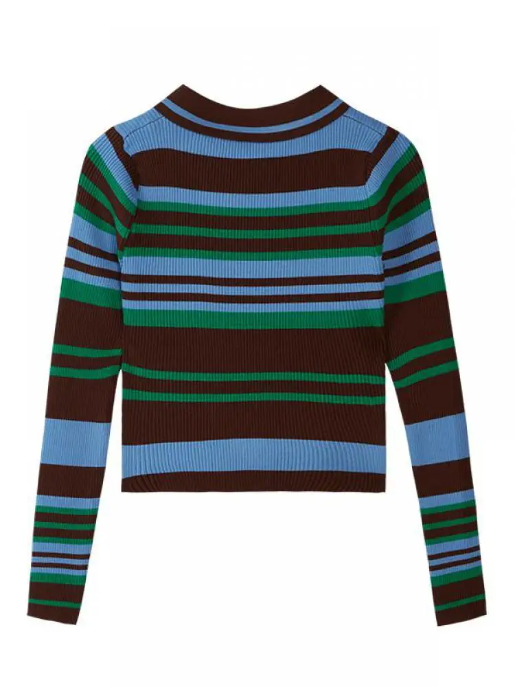 AOSSVIAO женский модный полосатый базовый укороченный вязаный свитер винтажные