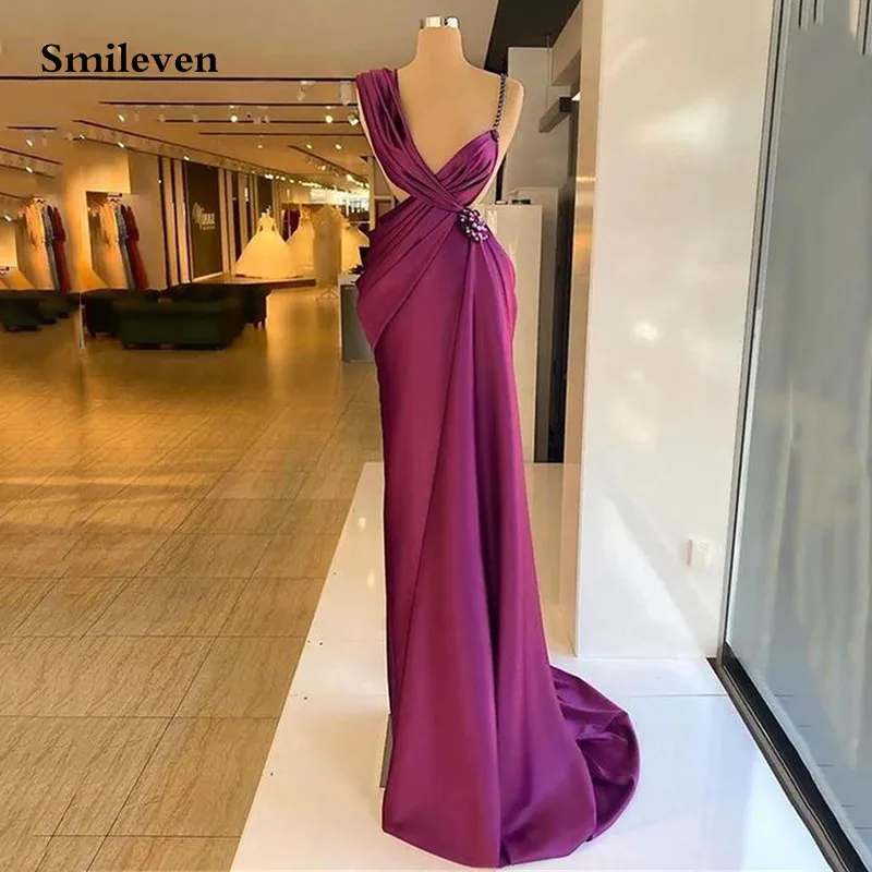 

Smileven, фиолетовые Вечерние платья с юбкой-годе, Сексуальные вечерние платья на бретелях, Саудовская Аравия, вечернее платье для выпускного вечера, 2023