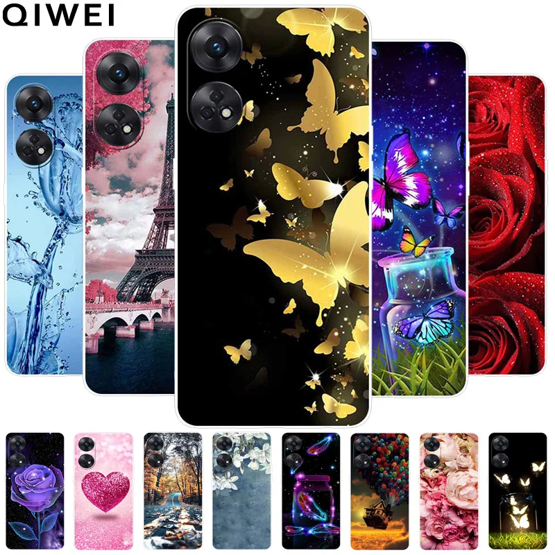 Мягкий силиконовый прозрачный чехол из ТПУ для OPPO Reno 8 T 4G с цветочным принтом для Oppo Reno8 T 4G Phone Cover Reno8T 8 T Protctor Capa