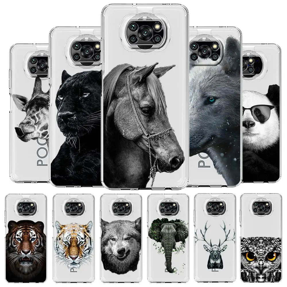 

horse Tiger Lion Animals Panda Phone Case For Xiaomi Mi 12T 10 12 Lite 11 Ultra 11X 11T Pro 11i Poco X4 X3 NFC F3 F4 M3 M4 Cover