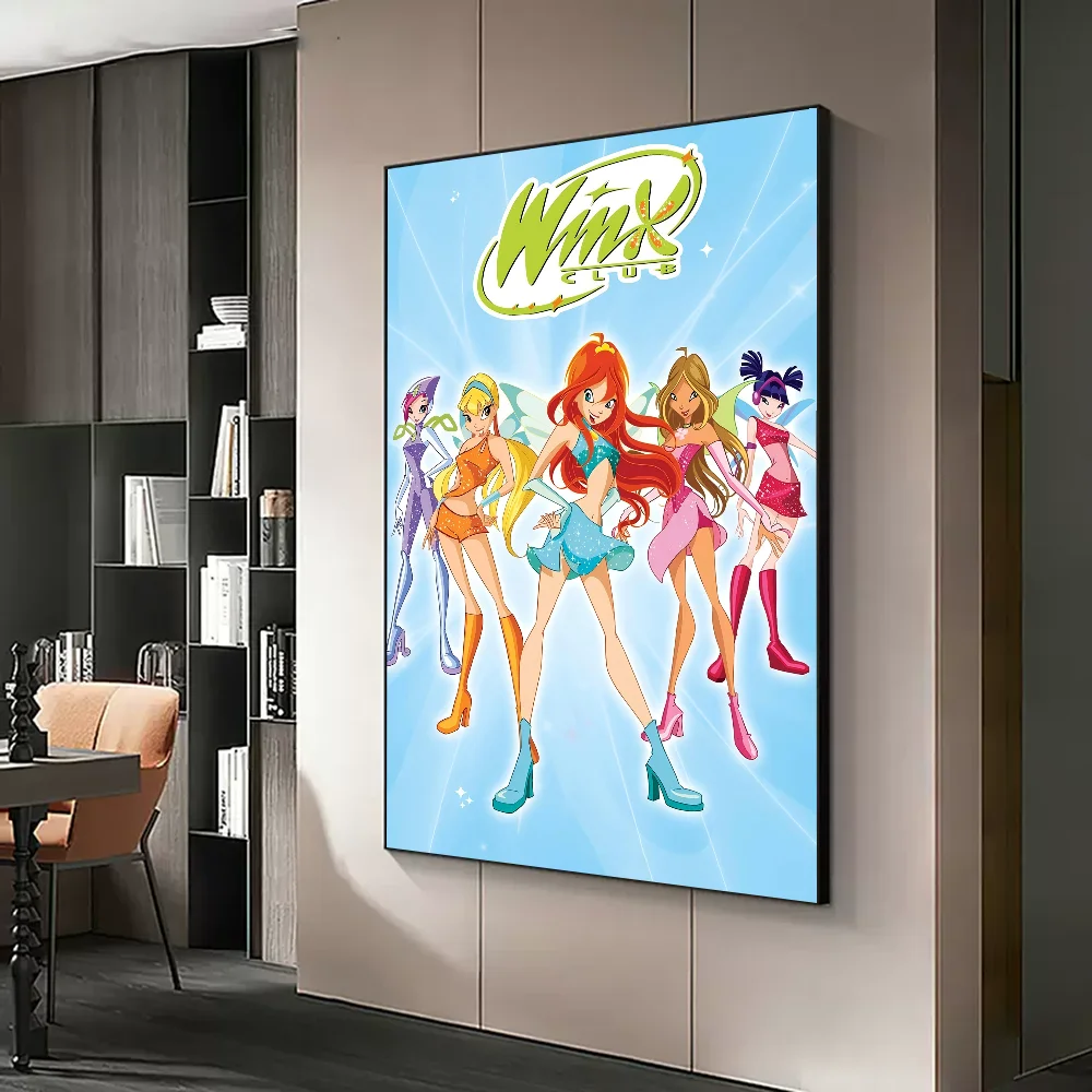 Girl-W-Winx Anime Posters Sticky Decoracion Painting Wall Art White Kraft Paper Decor