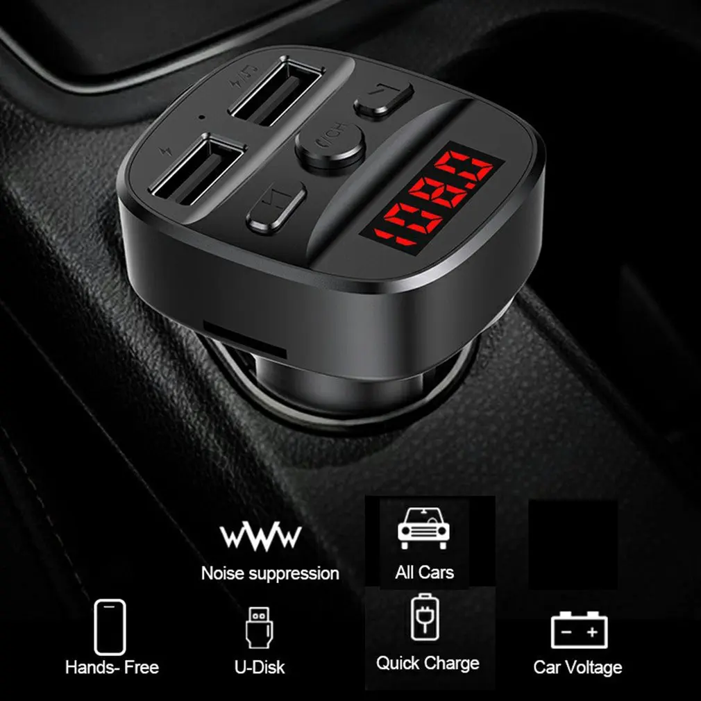 

T60 Universal Car Charger FM Transmitter Wireless 5.0 Car Audio MP3 Player TF Card Car Kit 3.1A Dual USB Car Phone Charger