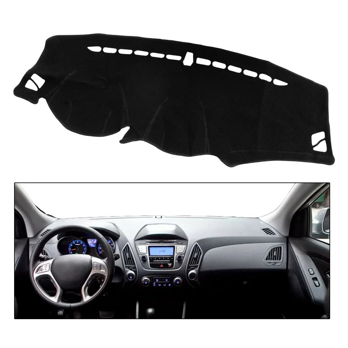 

Car Front Dash Mat DashMat Dashboard Cover Carpet Pad Fit for Hyundai ix35 Tucson 2010 2011 2012 2013 2014 2015 LHD Black