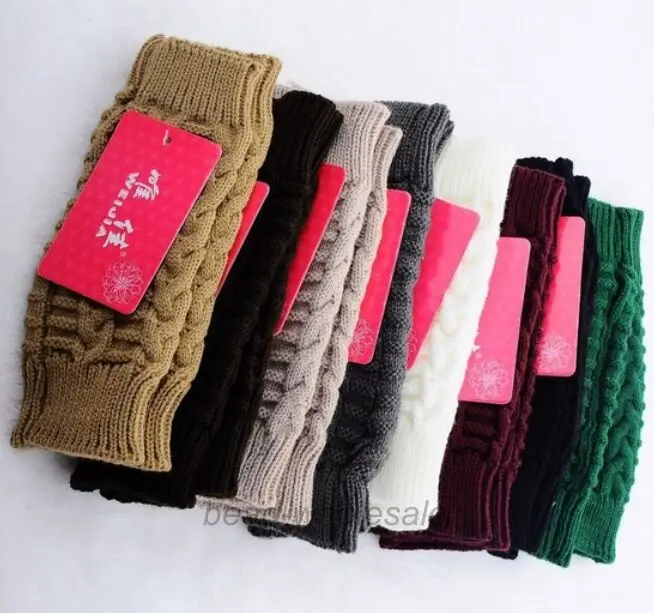 Fashion Unisex Men Women Knitted Fingerless Winter Gloves Soft Warm Wool Knitting Arm Flexible Hand Gloves Wrist Warmer Discount images - 6