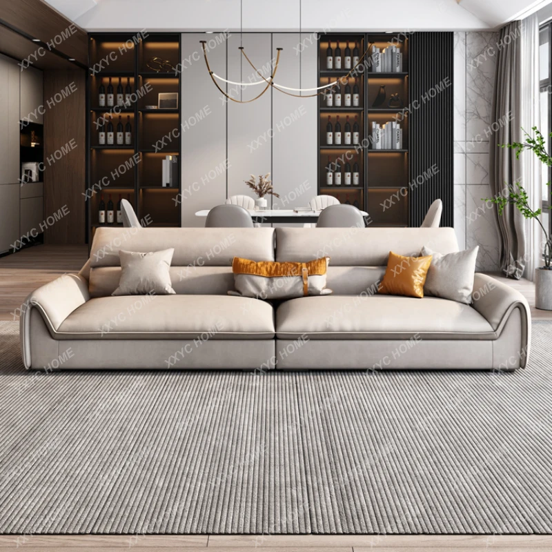 

Technology Cloth Sofa Straight Row Fabric Light Luxury Modern Simple Living Room Small Apartment Three-Seat Latex