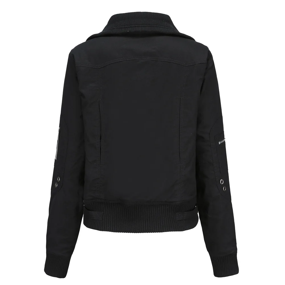 2022 New Winter Women Thick Warm Cotton-Padded Short Moto Jackets High Quality Lapel Ribbed Biker Coat Casual Outwear Snow Tops