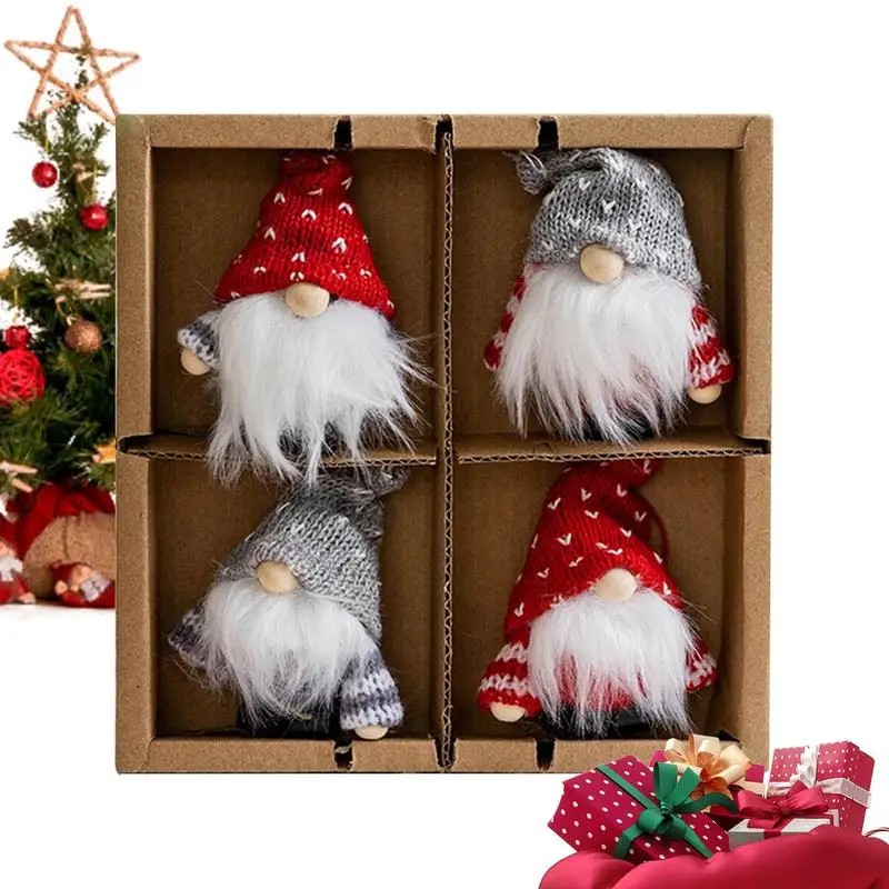 

Украшения для рождественской елки Gnome, 4 шт., Рождественский Санта-Клаус, яркие тканевые подвесные куклы Санта-Клауса